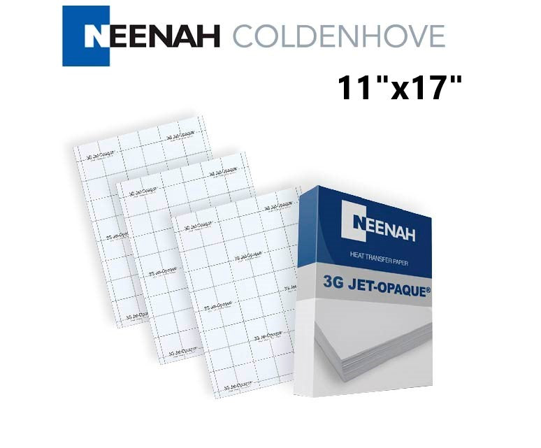 Neenah 3G Jet Opaque Heat Transfer Paper – 11x17, 50 Sheets – For Inkjet Printers On Dark Garments (Includes Parchment Sheets!)